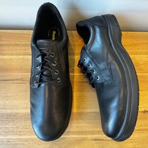 Dunham Windsor Men 16 Black Leather Waterproof Slip Resistant Oxford Shoes